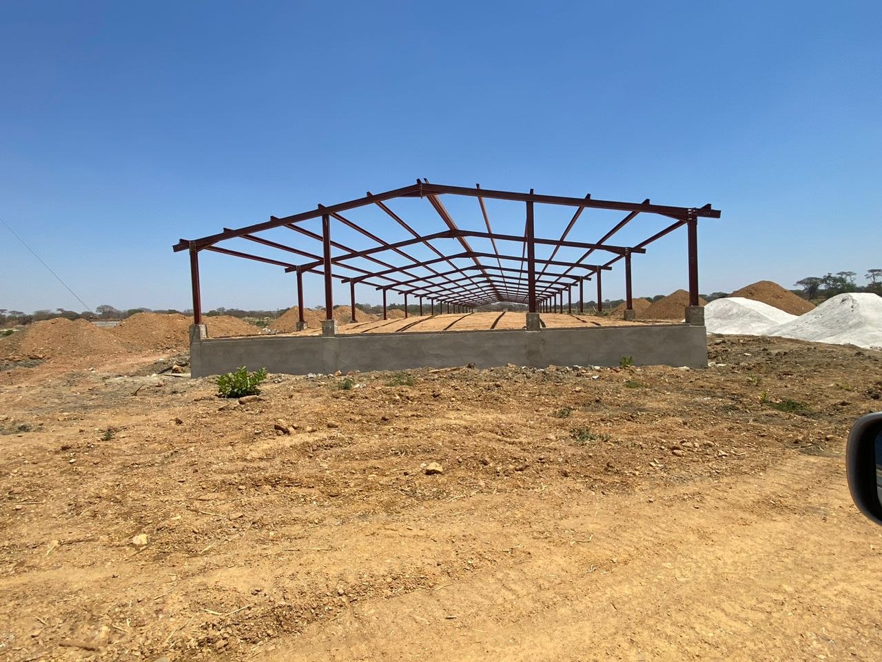Warehouse frame under construction